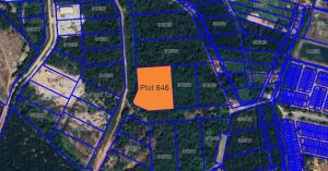 Aerial view of Plot 646 – 200,490 sqft freehold industrial land in Sungai Petani, Kedah. Flat terrain surrounded by industrial, commercial, and residential zones with easy access to Eastern Bypass and PLUS Highway