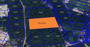 Aerial image of Plot 647 – 256,915 sqft of freehold industrial land in Sungai Petani, Kedah. Flat land surrounded by commercial, residential, and industrial developments near Eastern Bypass and PLUS Highway.